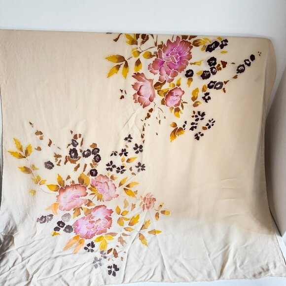 Vintage Floral Hand rolled Silk Scarf - Picture 1 of 6